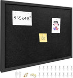 31.5"x48" Black Framed Black Linen Bulletin Board, Pin Board by Buyitnow