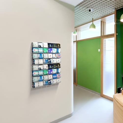 Marketing Holders Wall Business Card Holder with Hanging Hardware for 3.5" x 2" Contact Cards Trade Show Expos Real Estate Retail Stores 48 Pocket Clear Acrylic - Image 6