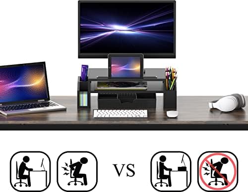 Simple Houseware Desk Monitor Stand Riser w/ Adjustable Tray, Black - Image 3