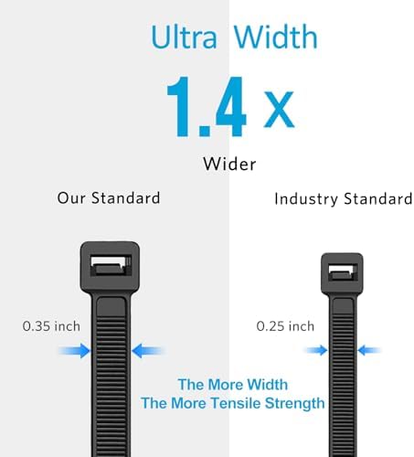 Zip Ties Heavy Duty 12 inch (500 Pack), Heavy Duty Cable Ties with 220 lb Tensile Strength for Outdoor Use, Black Wire Ties by ANOSON - Image 4