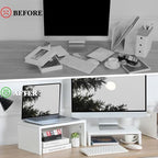 TEAMIX 2-Pack White Monitor & Laptop Stand Riser, High-Low Dual Monitor Set - Image 7