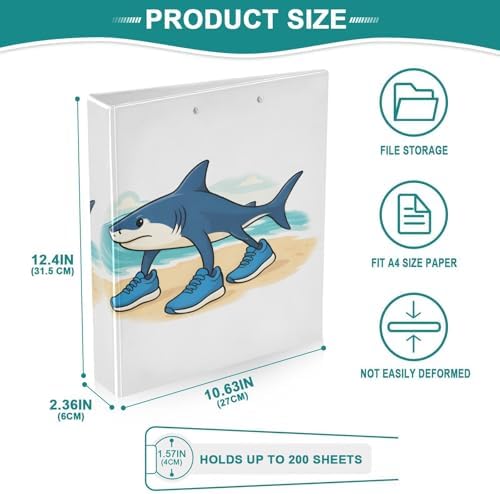 ALAZA Tralalero Tralala Meme Italian Brainrot Shark 4 3 Ring Binder 1.5 Inch Three Ring Office Binders w/clipboard & 3 Pockets, Hold 200 Sheets, 2 pcs - Image 5