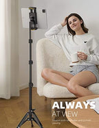 Lamicall Tablet Floor Tripod Stand - 64.9" Tablet Holder Mount with Adjustable Height for Watching, Bluetooth Remote, for 4.7-13" iPad Pro 12.9 11 10.5 Mini, Air, iPhone, Galaxy Tabs (Pack of 2) - Image 2
