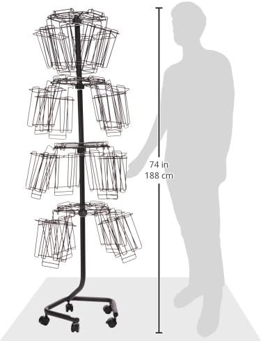 Safco Rotating Wire Brochure Holder, Metal Display Rack with 32 Pockets, Rolling Brochure Organizer, Powder Coat Finish, 5 Casters, Charcoal - Image 2