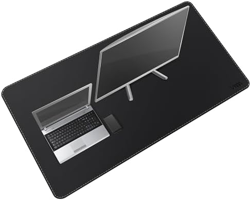 VYAAA Leather Desk Mat, 51"×27.5" Large Mouse Pad, Desktop Protector for Desk, Multifunctional Keyboard Mouse Pad for Home or Office (Black) by Vyaaa