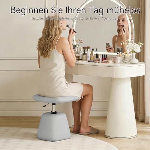 PU Leather Ottoman for Small Space, Swivel Vanity Stool with Adjustable Height,Upholstered Ottoman Foot Rest Under Desk for Living Room, Bedroom, Entryway - Image 6