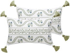ISAENNE Designer Linen Throw Pillow Cover,Set of 2,20"x12"-Mosella D by Isaennehomedecoration