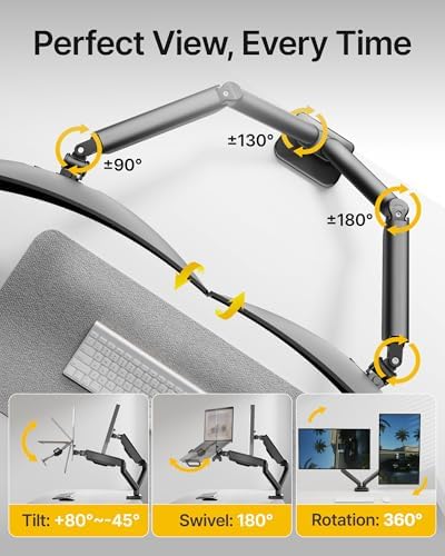 monTEK Dual Arm 2-in-1 Desk Mount, Laptop & Monitor, Fits 12–18" Laptops - Image 5