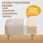 Small Foot Stool Ottoman, Linen Footstool Ottoman Foot Rest for Couch, Rectangle Footstools and Ottomans Small for Living Room, Entryway and Bedroom (Beige) - Image 3