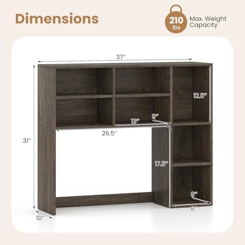 LDAILE 31'' Desk Shelf, 3-Tier Desk Hutch with 7 Shelves for Computer Desk, Desktop Bookshelf with 3 Adjustable Shelves for College Dorm Office Home Study Room Desk, 37 x 10 x 31 in - Image 3