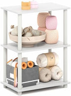 Furinno Turn-N-Tube Storage Shelves, 3-Tier Book Shelf, Corner Shelf, Toolless Open Shelves, for Organization and Storage, Living Room, Garage, Home Office, White by Furinno-FitsYourSpaceFitsYourBudget
