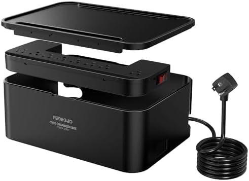 Power Strips with Cable Management Box, Surge Protector, Black by Unknown