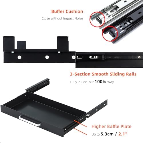Under Desk Drawer 21" with 4 Divider Trays, Storage Drawer Organizer - Image 6