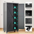 SISESOL Wide & Deep Metal Storage Cabinet with Wheels,75 inch Tall Rolling Garage Storage Cabinet, Metal Cabinets with Wheels and Shelves, Deep Heavy Duty Tool Cabinet for Garage,Office,Shop (Black) - Image 2