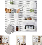 4 Pack White Plastic Pegboard Wall Shelf Organizer with Modular Storage by Unknown