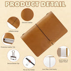 Thenshop Traveling Refillable Leather Journal Notebook, Orange, A5 Size - Image 3