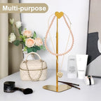 Purse Display Stand, 2 Pack Heart-shape Display Rack Stainless Steel Handbag Purse Holder Gold Hanging Hook Stands Adjustable Height Table Ornament Jewelry Towers for Home Store Boutique Counter - Image 3