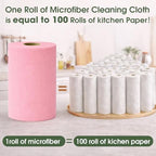 Reusable Microfiber Cleaning Cloth Roll - 100 Pack, 12"x12" Washable Tear-Away Paper Towels, Lint-Free & Streak-Free Rags for Kitchen, Glass, Cars, Electronics, Workshop and Garage(Pink) - Image 3