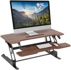 Mount-It! Large 38 Inch Standing Desk Converter, Sit Stand Desk Riser for Dual Monitors with Keyboard Tray, Height Adjustable Desktop Workstation, Easy Lift Gas Spring, Rustic Walnut Brown by Mount-It