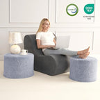 Hansleep Round Pouf Ottoman Foot Rest, Footstool, 17 x 14 Inch, Grey - Image 6