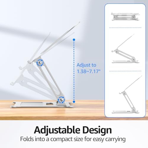 Urmust Adjustable Laptop Stand for Desk, 10-15.6“ Laptop Riser, Silver - Image 4