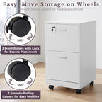 Lavish Home 2-Drawer Wooden File Cabinet with Lock, White, 16” x 27” - Image 4