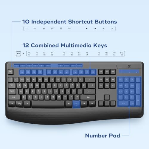 Redragon Wireless Keyboard and Mouse Combo,Keyboard with Wrist Rest BS-8804 - Image 4