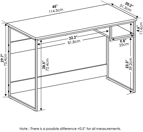 FURINNO Moretti Lifestyle Study Desk, 45 Inches, Columbia Walnut - Image 3