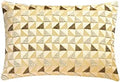 The HomeCentric Decorative Gold & Ivory 12"x22" (30x55 cm) Lumbar Pillow Cover, Jacquard Mosaic & Beaded Oblong Pillow, Geometric Pattern Modern Style - Gold Triad by TheHomeCentric