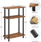 Apicizon Small Narrow Side Table, 3-Tier Skinny End Table, Brown and Black - Image 2