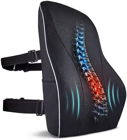 TULARIS Extra Dense Lumbar Support Pillow with Double Adjustable Straps - Ergonomic Memory Foam Cushion for Office Chair, Car, Couch - Firm Back Support for Lower Back & Spine Pain Relief by Tularis