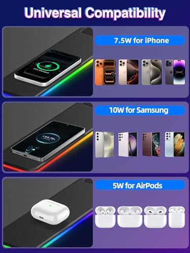 XXL RGB Gaming Mouse Pad with 15W Magnetic Wireless Charger - Image 5
