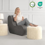 Hansleep Round Pouf Ottoman Foot Rest, Footstool, 20 x 15 Inch, Beige - Image 6