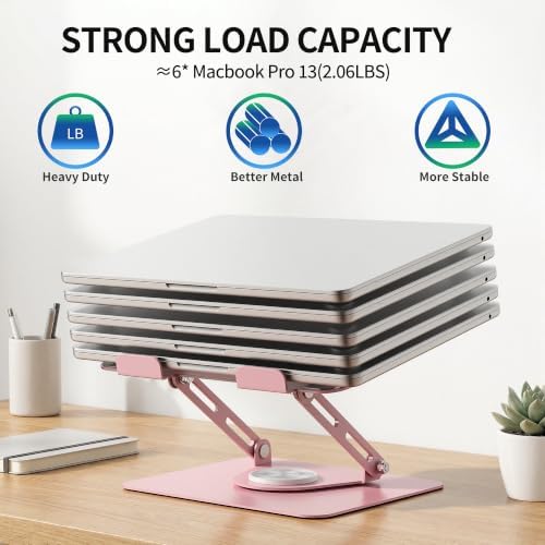 ALASHI 360° Rotating Laptop Stand, Multi-Angle, 10-17", Pink - Image 6