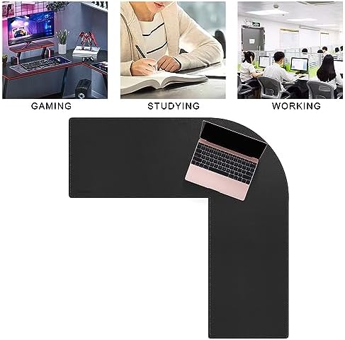 MAIDERN (40”+ 40”) x 13” L Shaped Corner Desk Mat, Cork & Leather Dual Sided Desk Pad for Gaming Computer Office Home (Black) … - Image 6