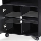 FITUEYES Mobile Wood Printer Stand with Cabinet & Adjustable Shelves, Black - Image 6