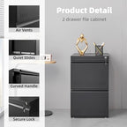 Approgreent 2 Drawer File Cabinets for Home Office, Vertical File Cabinet with Lock, Office Cabinet for A4/Letter/Legal Size, Under Desk Filing Cabinet, Assembly Required(Black) - Image 4