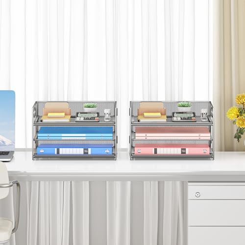 Paper Tray Organizer for Desk Organizers and Accessories 2P Silver - Image 6