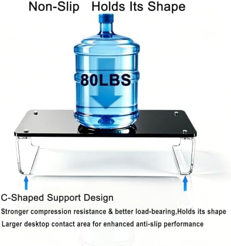 Acrylic Monitor Stand Riser L18.5" x H5" | Multi-Purpose Desk Organizer for Monitor & Laptop, Compatible with PC, Apple Studio Display and Printer, Ideal for Home Workspaces & Office Desks (Black) - Image 3
