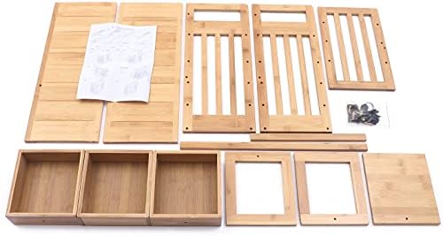 Bamboo Desk Book Shelf,Desktop Bookshelf Storage Rack Tabletop Standing Organizer Bookshelf with 3 Drawers,Freestanding Desk Bookcase for Home Dormitory Offices (Natural) - Image 6