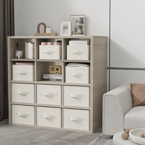 Storage Basket, Closet Organizer, 3 Pack, Beige, 18.5x11x7.9 In - Image 2
