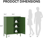 COFaR Forest Green Metal Cabinet, 40” Kitchen Pantry & Coffee Bar Cabinet, 3-Tier Adjustable Shelf Organizer with Magnetic Doors, Rustic Modern Sideboard for Dining Room, Home Office - Image 2