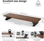 Fenge Monitor Stand Riser, Wooden & Metal Desk Shelf Organizer, Brown - Image 5