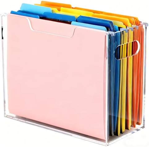 Acrylic Hanging File Organizer Box with Handles, Letter Size by Tfirhuoe