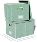 Oterri 2 Pack File Storage Organizer, Filing Box, Portable File Box with Lid, Fit for Letter/Legal File Folder Storage, Document Organizer, Green by Oterri
