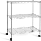 HealSmart 3-Tier Heavy Duty Storage Shelves 750Lb Capacity, 24.02" D x 13.78" W x 29.92" H Adjustable Shelving Unit with Wheels, Chrome by HealSmart