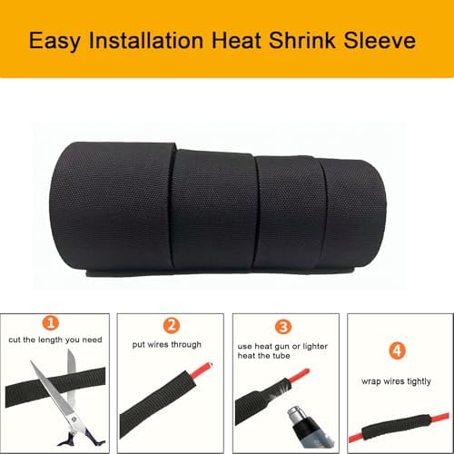Heat Shrink Braided Sleeving 2:1 Shrinkable Fabric Cable Sheathing Wire Tubing Management Abrasion Protectors Flexibility 1/2" ID-35FT - Image 4