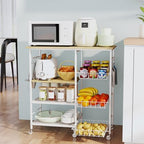 HapiRm Rolling Kitchen Microwave Cart - 4 Tier Microwave Table Stand with Pull-Out Baskets, Coffee Bar Baker's Rack with Wheels Rolling Storage Cart Organizer Shelf for Living Room Office, Balcony by HapiRm
