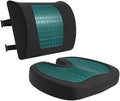 Amazon Basics Comfortable Seat Cushion & Lumbar Support for Office Chairs, Gel Enhanced Memory Foam, Non-Slip, Cooling, Portable, Pack of 2, Rectangular, Black by AmazonBasics