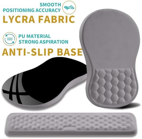 Hokafenle 2 In 1 Ergonomic Mouse Pad Wrist Support & Wrist Rest For Computer Keyboard Set, with Relieve Carpal Tunnel Pain Massage Bulge and Full Memory Gel Design (2In1 Set,Neutral Gray Light Purple) - Image 6